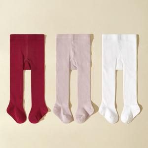 3 gros petit bébé collants collants solide bordeaux couleur pure bas longs bébé collants chaussettes - Product Image 2