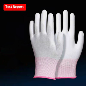 Guantes de Trabajo con Palma Recubierta de Nailon, Blancos, Antiestáticos, Libres de Polvo, para Protección Laboral en Fábricas Electrónicas, Venta al Por Mayor - Product Image 5
