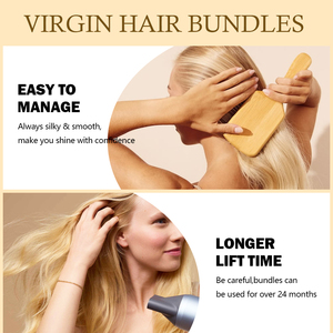 Lot de cheveux humains vierges non traités # Tissage de cheveux humains blonds 613 lisses et soyeux, 10-22 pouces - Product Image 4