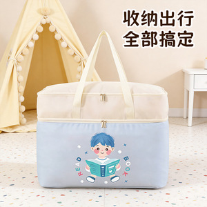 Double Layer Cartoon <b>Quilt</b> Bag For Kindergarten Clothing Travel Storage Rectangle 600D Fabric With Handle - Product Image 2