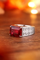Prix usine Lustre Jewelry5ct Ovale carré 925 Argent Mens Royal Red Lab Créé Rubis Anneau