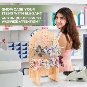 Solid Wood Desktop Pegboard Hair Tie Display Rack Adjustable Jewelry Storage Rack Home Entryway <b>Key</b> <b>Hanger</b> - Product Image 1