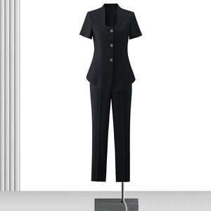 Costume <span class=keywords><strong>d</strong></span>'été bleu marine pour femmes haut de gamme Salon de beauté vêtements de <span class=keywords><strong>travail</strong></span> professionnels blazers minces à manches courtes <span class=keywords><strong>d</strong></span>'<span class=keywords><strong>esthéticienne</strong></span> pour femmes - Product Image 2