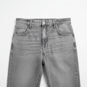 กางเกงยีนส์ขาตรงสำหรับผู้ชายผ้าฝ้าย100% เป็นมิตรกับสิ่งแวดล้อมสั่งผลิตได้ตามต้องการสำหรับฤดูใบไม้ร่วงฤดูหนาว - Product Image 1