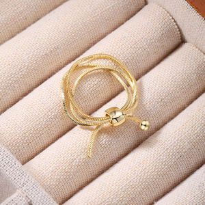 Многослойное круглое кольцо со змеиным кольцом, прямоугольное мягкое регулируемое кольцо для женщин, модные минималистские модные ювелирные изделия - Product Image 3