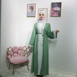 LSM020 Vert À Manches Longues Haute Qualité Femmes Dubaï <span class=keywords><strong>Abaya</strong></span> Robe Musulmane - Product Image 2