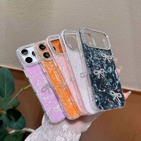 Coque de téléphone antichoc en PC avec motif marbré brillant, motif nœud et strass pour iPhone 18 17 16 Pro Max