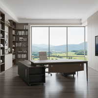 Scrivania Direzionale in Legno LIWEI, Design Moderno e Minimalista, Ampio Piano di Lavoro a L, Tavolo Professionale per Manager con Spazio di Archiviazione Personalizzabile