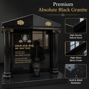 Pierre tombale personnalisée en granit noir Luca, monument funéraire polynésien néo-zélandais avec piliers et bordure, <span class=keywords><strong>plaque</strong></span> commémorative pour <span class=keywords><strong>cimetière</strong></span> - Product Image 6