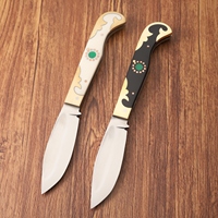 Couteau pliant artisanal en acier 8Cr13MoV, manche en acrylique, incrustation en laiton, couteau de poche traditionnel, survie en plein air, chasse, EDC, cadeau