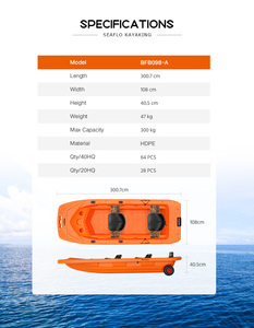 Usine SEAFLO 2 personnes coque dure en plastique moulé par soufflage tandem mini vitesse 9.8ft bateau à rames avec support de <span class=keywords><strong>canne</strong></span> à pêche en option - Product Image 6