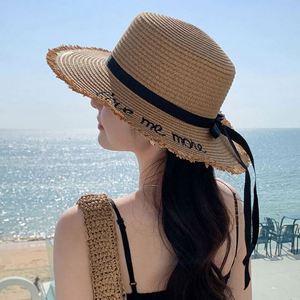 Personalized Printed <b>Flat</b> Top <b>Hat</b> Beach Vacation Casual Embroidered Straw <b>Hat</b> Fashion Large Brim Sun <b>Hat</b> - Product Image 1
