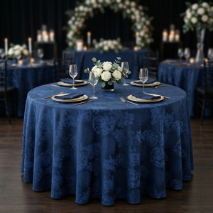 Mantel Jacquard Damasco Blanco sin Costuras de 6 pies, Lavable, Impermeable, Ecológico y Personalizable para Seminarios Corporativos - Product Image 1