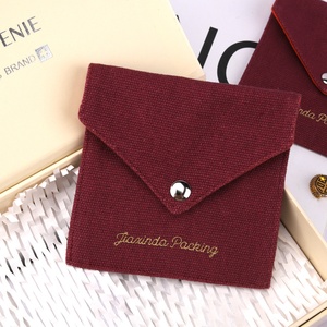 Custom Logo Printed Canvas <b>Envelope</b> Jewelry <b>Gift</b> Pouch Dust Flap Cotton Bracelet Packing Jewelry Bag - Product Image 5