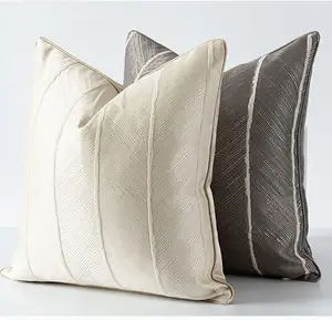 Hd dekoratif kare yastık kapakları lüks jakar atmak yastık W desen yastık kabartmalı tasarım yastık kapakları