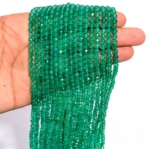 Perles rondes facettées en onyx vert naturel poli, 13 pouces, bijoux pour femmes, pour la création de bracelets et colliers, perles en onyx naturel en vrac - Product Image 1