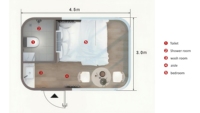 Capsule spatiale extérieure, mini-maison préfabriquée modulaire avec mur en verre pour hôtel écologique et logement de vacances