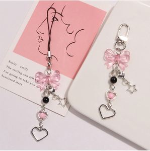 New Y2K Butterfly Knot Keychain Creative Phone Chain Hanging <b>Rope</b> Love Pentagram Pendant Crystal Bead Bag Decoration - Product Image 5