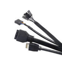 Boîtier d'ordinateur Panneau frontal Double USB 3.0 + Type C et LED Audio Entrée Sortie Micro avec interrupteur d'alimentation Ensemble Câble de carte mère pour boîtier PC