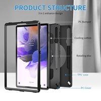 Étui robuste et léger pour tablette Samsung Tab S7 FE 12,4 pouces SM-T733 SM-T735 avec béquille rotative à 360° et emplacement pour stylet, résistant à l'usure
