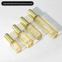 Flacon de parfum carré en verre 3ml/5ml/10ml, échantillon doré avec couvercle et pulvérisateur métalliques, Chine