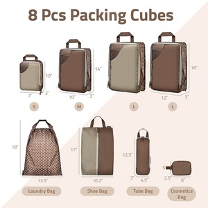 Set di 8 cubi di imballaggio a compressione <span class=keywords><strong>per</strong></span> bagagli Set di borse da viaggio con accessori da viaggio in rete Organizer da viaggio <span class=keywords><strong>per</strong></span> valigia - Product Image 3