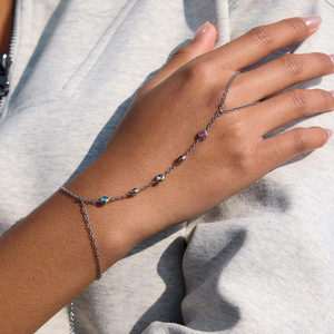 Fashion Chain <b>Bracelet</b> 18K Gold Stainless Steel Bezel <b>Set</b> Colorful Stones Women's Jewelry Gift - Product Image 2