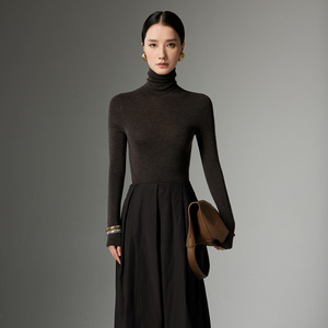 Suéter <span class=keywords><strong>interior</strong></span> de <span class=keywords><strong>lana</strong></span> peinada de <span class=keywords><strong>Merino</strong></span> 100% para <span class=keywords><strong>mujer</strong></span>, jersey de <span class=keywords><strong>lana</strong></span> peinada de cuello alto tejido de una pieza - Product Image 6