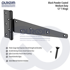 Bisagra en T de 12 Pulgadas para Puertas de Madera <span class=keywords><strong>Grandes</strong></span>, <span class=keywords><strong>Bisagras</strong></span> para Puertas de Acero con 20 Orificios de Montaje - Product Image 2