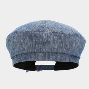 Gorro de Pintor de Mezclilla con Letras Bordadas, Estilo Coreano, para Mujer, Otoño - Product Image 4