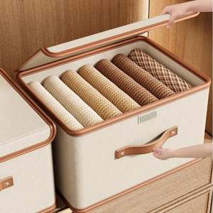 Durable Oxford Fabric Wardrobe Organizer <b>Bin</b> Foldable Clothes Storage Box with Lid - Product Image 5