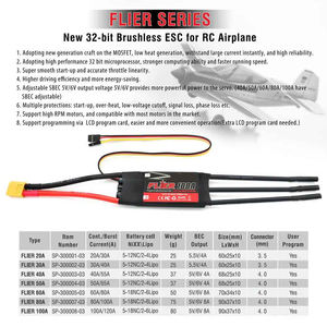 Flier 20A-100A Brushless ESC Speed Controller with BEC 2-6S for <b>RC</b> <b>Airplanes</b> and Helicopter - Product Image 6