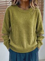 Pull en maille à col rond pour femme, avec découpes aux coudes, manches longues, coupe ample, décontracté, automne-hiver