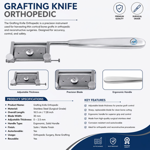 Cuchillo de injerto de piel manual AL mida, dermatomo de acero inoxidable, herramienta quirúrgica para cirugía general, certificado CE - Product Image 5