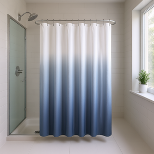 Cortina de Ducha de Tela Seersucker con Estampado Ombre, Accesorio Minimalista para Baño, 72x72 Pulgadas - Product Image 2