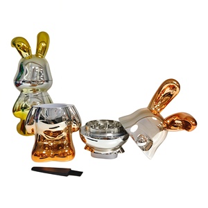 Broyeur à fumée en métal en forme de lapin, double couche, électroplaqué - Product Image 2