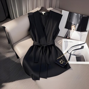 Camicetta Estiva Chic da <span class=keywords><strong>Donna</strong></span> <span class=keywords><strong>Senza</strong></span> <span class=keywords><strong>Maniche</strong></span> con Cintura in Vita, Top Casual Traspirante in Raso Tinta Unita - Product Image 5