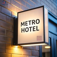 Enseigne LED double face personnalisée en acrylique, boîte à lumière murale, enseigne publicitaire extérieure pour magasin, restaurant, entreprise