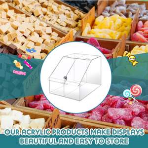 Transparent acrylique bonbons bac compteur Lucite aliments secs affichage épices conteneur verrouillable chocolat biscuit boîte de rangement - Product Image 5