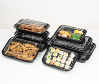 Voedselveilige wegwerp zwarte transparante deksel sushi sandwich salade fruit groente verpakkingsdoos rechthoekig één-kat PET plastic