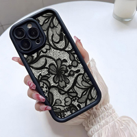Coque de téléphone portable antichoc en TPU avec motif floral latéral en dentelle et protection d'objectif en forme d'échelle pour iPhone 12 13 14 15 16 17 18 Pro Max