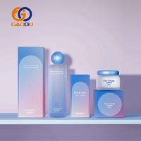 Ensemble de flacons en verre pour lotion à pompe bleue de luxe 30 ml 60 ml 120 ml 10 g 30 g 50 g Pot en verre cosmétique givré pour soins de la peau