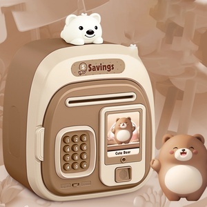 Savings Bank Cute Cartoon Fingerprint Piggy Pet Key <b>Lock</b> Access Large Capacity Safe Eco-friendly Plastic Modular Design <b>Box</b> - Product Image 1