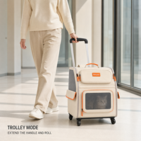 Mochila Transportadora para Gatos com Rodas, Porta de Malha Respirável e Alça para Transporte, Ideal para Visitas ao Veterinário e Viagens