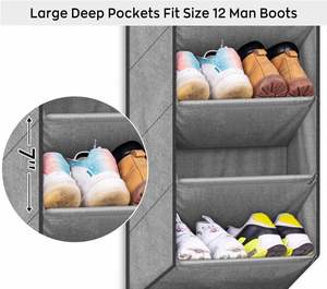 Large Deep Pockets Over-the-Door Shoe & Clothing Organizer Short Hanging <b>Rack</b> for Closet Sneaker <b>Storage</b> - Product Image 3