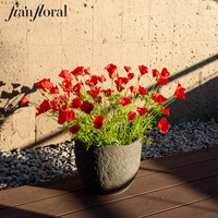Fleurs artificielles en soie réaliste de 56 cm, bouquet de coquelicots artificiels, mini-buisson de coquelicot de Californie fait à la main