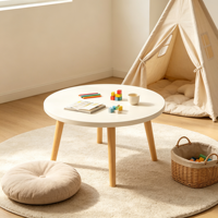 Table basse ronde en bois de manguier - Design moderne et luxueux, écologique, durable, facile à nettoyer