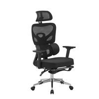 Chaise de bureau ergonomique à dossier haut en maille, avec appui-tête réglable, support lombaire et base chromée, pivotante, vente en gros d'usine, approvisionnement en vrac