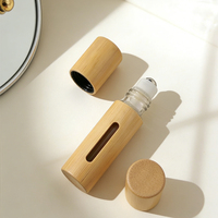 Luxueux bambou rouleau verre bouteille huile essentielle parfum bouteille soins de la peau produit emballage