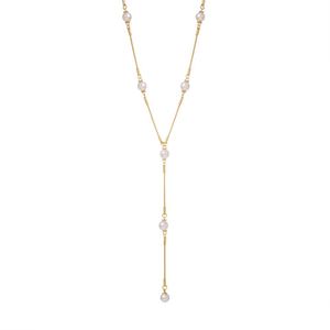 Popular Fashion Chains Necklaces 18k Gold Plated Stainless Steel Snake Chain Handmade Waterproof Long Pearl Necklace for Women - Product Image 4